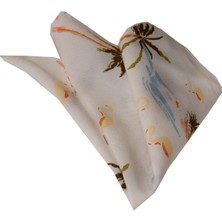 Exve Exclusive Beyaz Üzerine Renkli Hvaii Tatil Temalı Yaka Cep Mendili