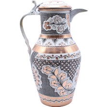 Copperdone Erzincan El Işlemeli Kapaklı Otantik Bakır Sürahi Beyaz Renk 30cm