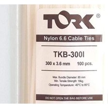 Kablo Bağı Tork Beyaz  3,6 x 300 (3,6 mm Kalınlık 30 cm Uzunluk)