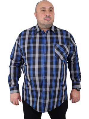 Moc Grande Erkek Cepli Gömlek Saks Renkli Uzun Kol Günlük Regular Fit 4XL