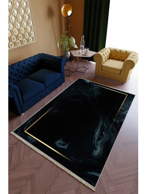 10 Post Online Salon Halısı Spor Lacivert Altın Gold Yolluk Kaymaz Yuvarlak Oval Kesme Ince Yıkanabilir Halı