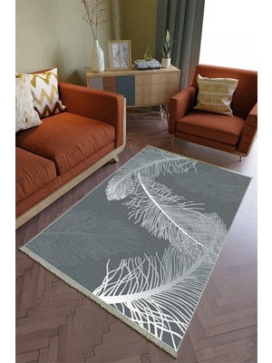 10 Post Online Salon Halısı Otantik Gri Yolluk Kaymaz Yuvarlak Oval Kesme Ince Yıkanabilir Halı