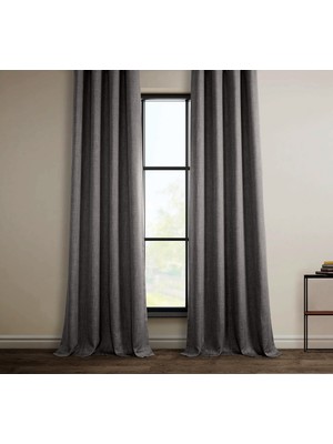 Evdepo Home Taç Antrasit Keten Karartma Blackout Fon Perde, Pilesiz Düz Dikim Ekstrafor Büzgü, Tek Kanat, 80 x 250 cm