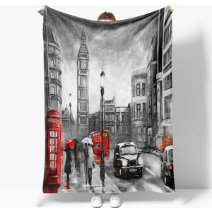 Erays Home Erayshome English London Desenli Baskılı Polar Tv Battaniyesi