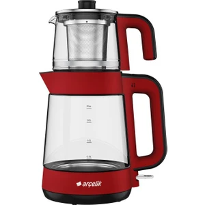 1900W, 2000ML, Çift Cam Kırmızı Çay Makinesi