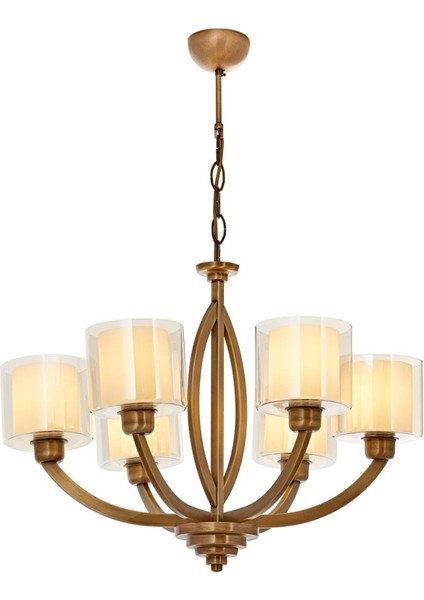 Avonnı AV-60362-6E Eskitme Kaplama Modern Avize E27 Metal Cam 65CM