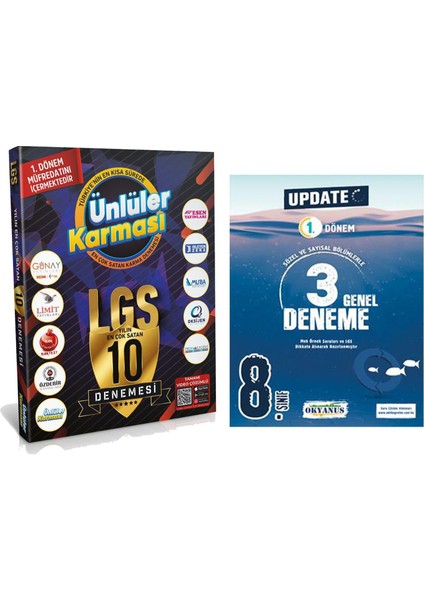 Ünlüler Karması Lgs 1. Dönem 10 Lu Deneme ve Okyanus 1. Dönem 3 Deneme Seti 2 Kitap