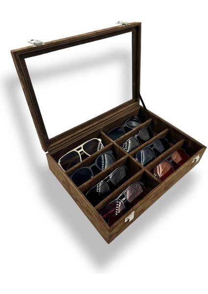 Richbox 8'li Gözlük Kutusu Alcantara Süet Kahve fiyatları