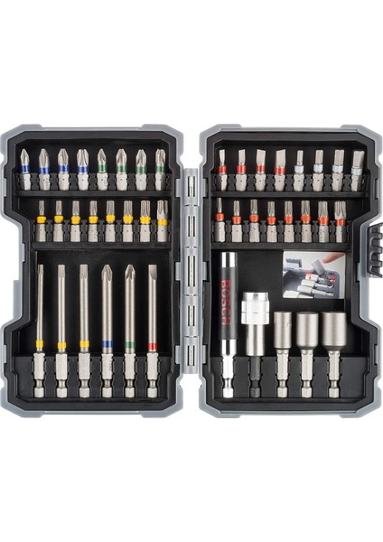 Profesyonel 43 Parçalık Set. Vidalama Uçları ve Vida Yuvaları (Matkap Aksesuarı)