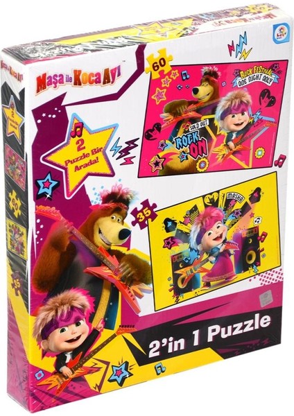 MS7579 Laço Kids Maşa ile Koca Ayı 2 Puzzle 1 Kutuda / 35+60 Parça Puzzle