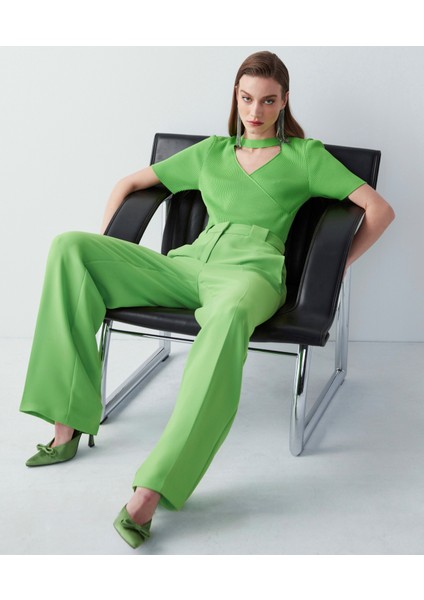 Cutout Wide Leg Fit Pantolon