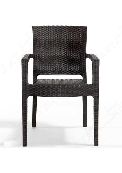 Rattan MAsa Takımı 70X100 Camsız Masa 4 Adet Rattan Sandalye Seti Bahçe Balkon Teras Takımı