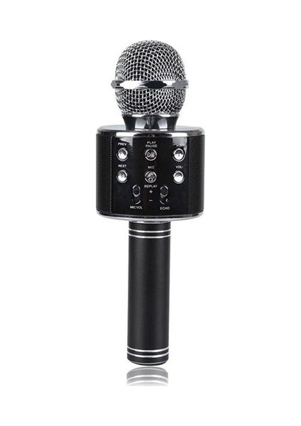 Çocuk Yetişkin Bluetoothlu Karaoke Mikrofon Aynı Zamanda Hoparlör Aux Hafıza Kart Girişli