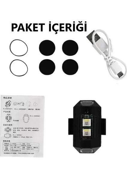 7 Renk Mini LED Şarjlı 45W Dron Scooter Bisiklet Motorsiklet Araba Çakarlı LED Uyarı Işığı