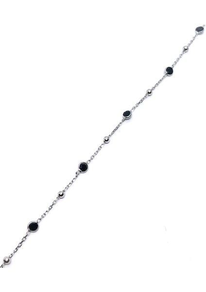 925 Ayar Gümüş Siyah Zirkon Taşlı Toplu Ince Bileklik fiyatları