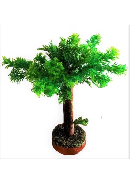 Yapay Mini Bonsai Ağaç 35 cm Ebat Tropical Yeşil Ağaç Doğal Görünüm