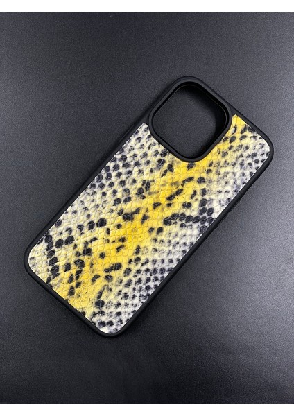 iPhone14 Pro Max Kılıf Multi Snake Desenli Hakiki Deri Kılıf