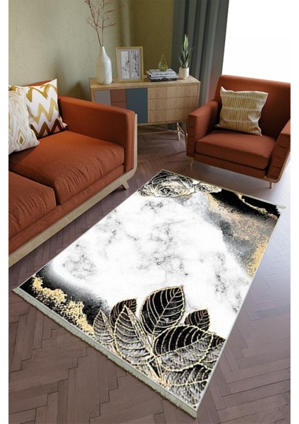 Salon Halısı Otantik Gri Altın Gold Yolluk Kaymaz Yuvarlak Oval Kesme Ince Yıkanabilir Halı