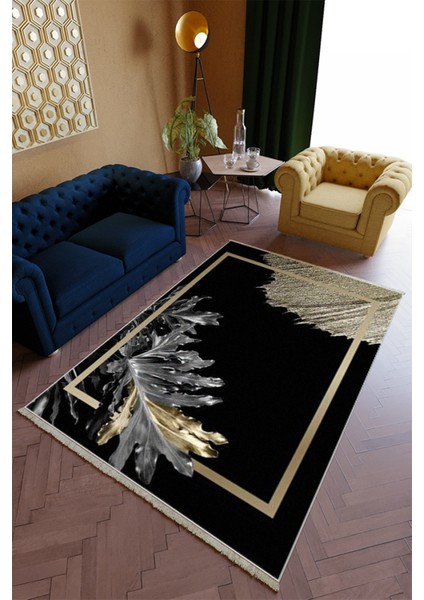 Salon Halısı Spor Gold Altın Gold Yolluk Kaymaz Yuvarlak Oval Kesme Ince Yıkanabilir Halı