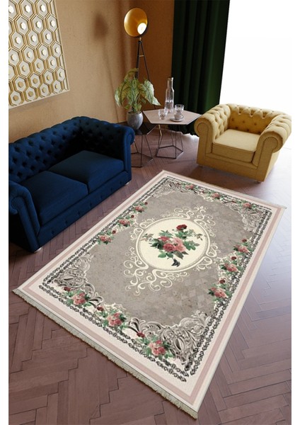 Salon Halısı Spor Yeşil Pembe Yolluk Kaymaz Yuvarlak Oval Kesme Ince Yıkanabilir Halı