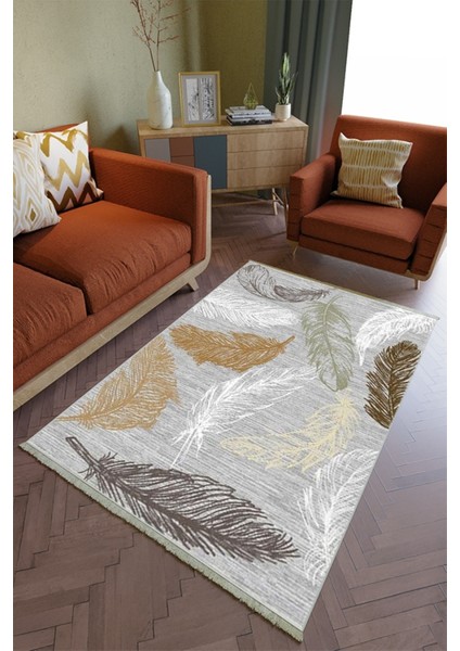 Salon Halısı Otantik Kahverengi Yolluk Kaymaz Yuvarlak Oval Kesme Ince Yıkanabilir Halı