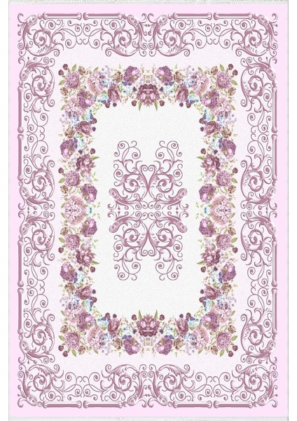 Klasik Salon Halısı Pembe Yolluk Kaymaz Yuvarlak Oval Kesme Ince Yıkanabilir Halı fiyatları