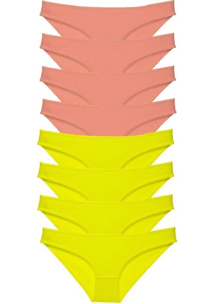 8 adet Süper Eko Set Likralı Kadın Slip Külot Sarı Pudra