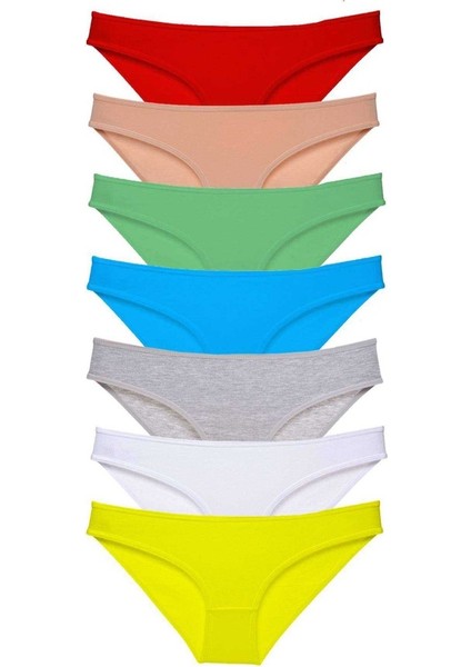 7 adet Süper Eko Set Likralı Kadın Slip Külot Çok Renkli