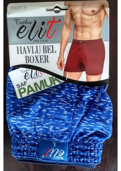 Erkek Havlu Bel Desenli Boxer 1102 - 6 Adet