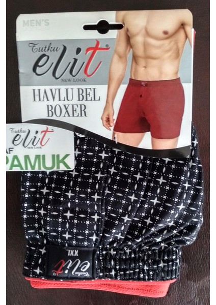 Erkek Havlu Bel Desenli Boxer 1102 - 9 Adet