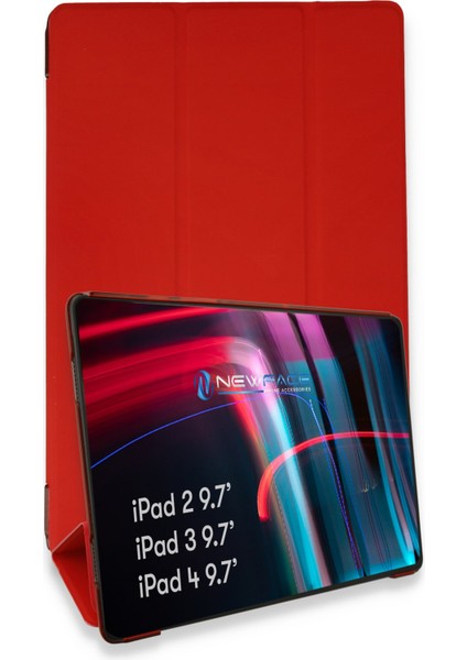 iPad 4 9.7 Kılıf Tablet Smart Kılıf - Kırmızı