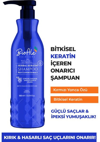 ,Güçlendirici ve Elektriklenme Karşıtı Şampuan Bitkisel Keratin + Kırmızı Yonca Özü 1000 ml