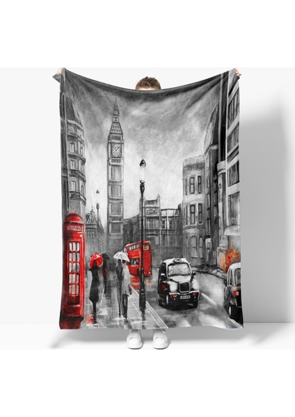 Erays Home Erayshome English London Desenli Baskılı Polar Tv Battaniyesi