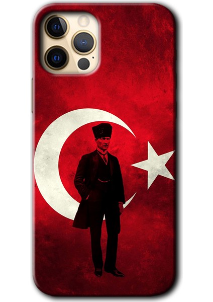 Apple iPhone 11 Pro Max Kılıf Hd Desen Baskılı Arka Kapak + Mat Kobra Cam - Atatürk Bayrak