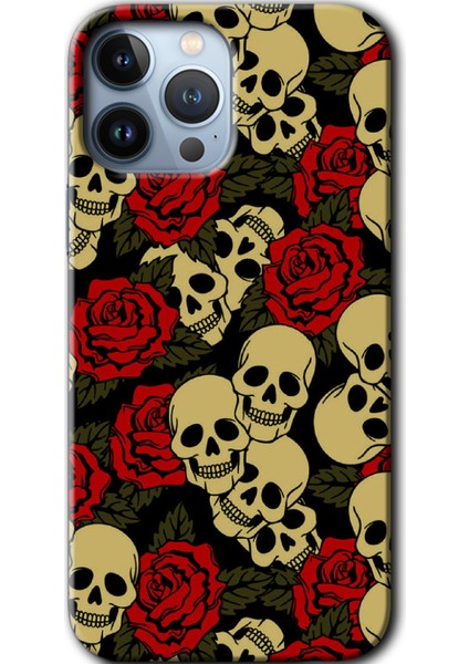 Apple iPhone 13 Pro Kılıf Hd Desen Baskılı Arka Kapak + Mat Kobra Cam - Kurukafa Aşk