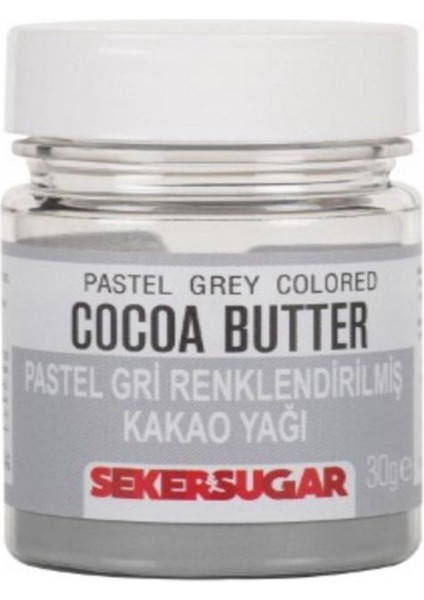 Şeker & Sugar Pastel Gri Yenilebilir Renklendirilmiş Kakao Yağı 30 gr