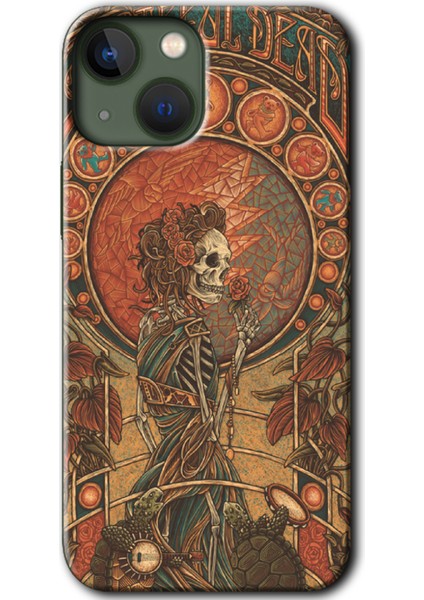 Apple iPhone 13 Kılıf Hd Desen Baskılı Arka Kapak + Mat Kobra Cam - Iskelet Aşk