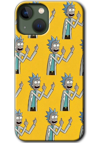 Apple iPhone 13 Mini Kılıf Hd Desen Baskılı Arka Kapak + Mat Kobra Cam - Rick Felsefesi