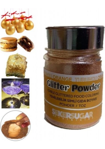 Yenilebilir Simli Turuncu Toz Gıda Boyası 10 gr