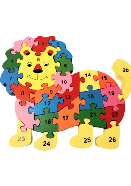 Harfleri ve Sayıları Öğreniyorum Eğitici Aslan Puzzle