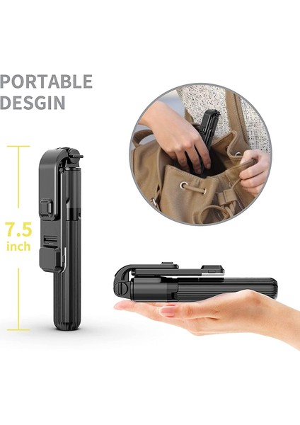 Tripod Stand Telefon Tutacağı ile Şarj Edilebilir Kısılabilir Selfie Çubuğu LED Işık (Yurt Dışından)