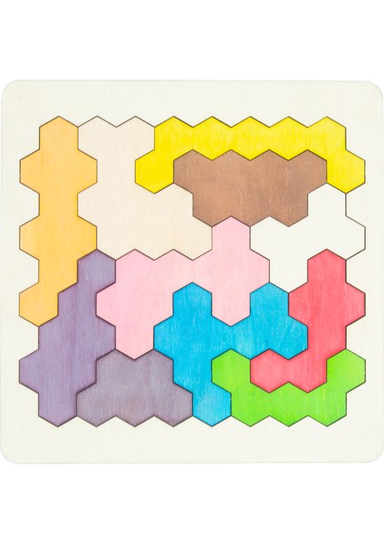Ahşap Altıgen Petek Blok 11 Parçalı Puzzle