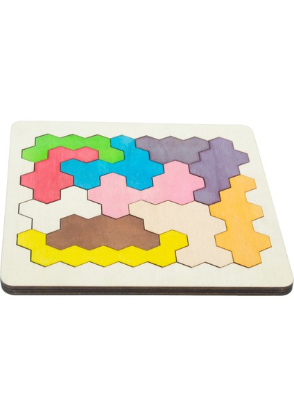 Ahşap Altıgen Petek Blok 11 Parçalı Puzzle
