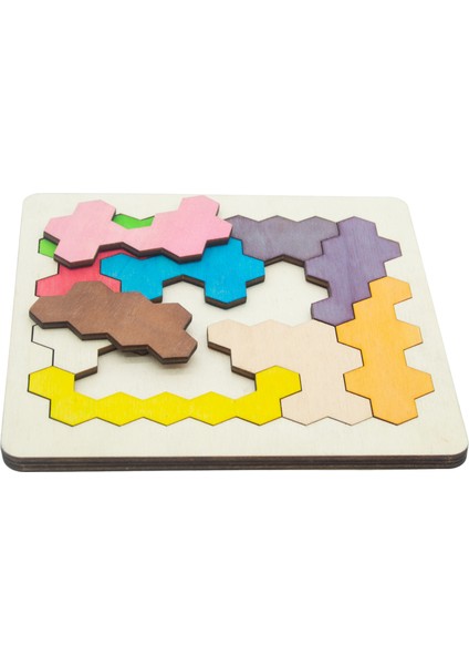 Ahşap Altıgen Petek Blok 11 Parçalı Puzzle
