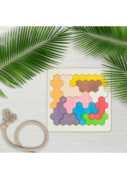 Ahşap Altıgen Petek Blok 11 Parçalı Puzzle