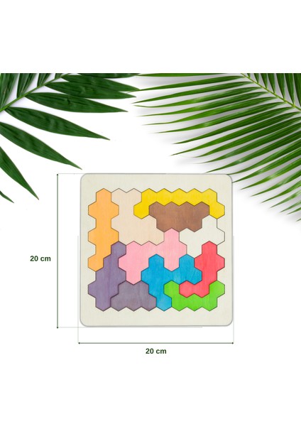 Ahşap Altıgen Petek Blok 11 Parçalı Puzzle