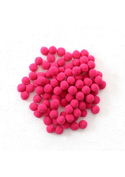 Peluş ponpon, 1.5 cm 50 adet Koyu Pembe