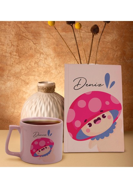 Kişiye Özel Isimli Pembe Sert Kapaklı Defter Ve Middle Kupa Seti, Arkadaşa Hediye, Yeni Iş Hediyesi, Doğum Günü Hediyesi-17