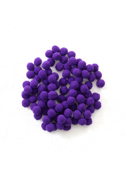 Peluş ponpon, 1.5 cm 50 adet Mor
