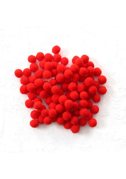 Peluş ponpon, 1.5 cm 50 adet Kırmızı